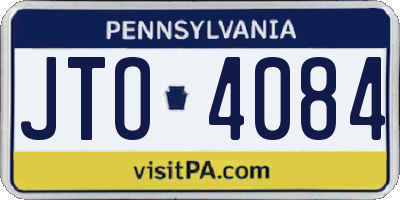 PA license plate JTO4084