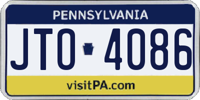 PA license plate JTO4086