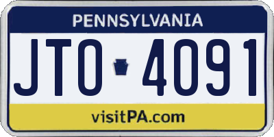 PA license plate JTO4091