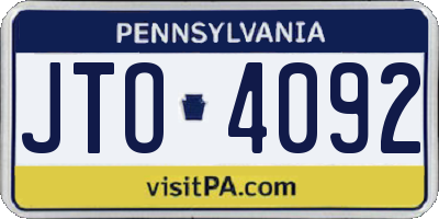 PA license plate JTO4092