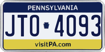 PA license plate JTO4093