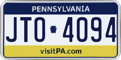PA license plate JTO4094