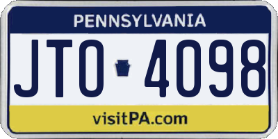 PA license plate JTO4098