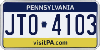 PA license plate JTO4103
