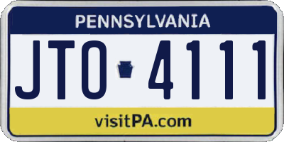 PA license plate JTO4111
