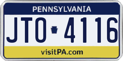 PA license plate JTO4116