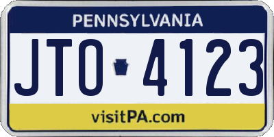 PA license plate JTO4123