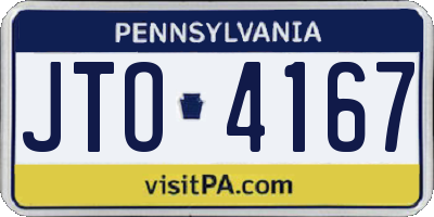 PA license plate JTO4167