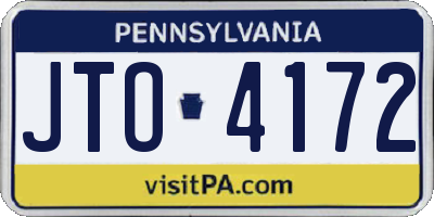 PA license plate JTO4172