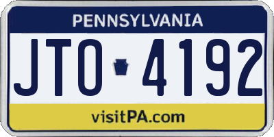 PA license plate JTO4192
