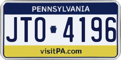 PA license plate JTO4196