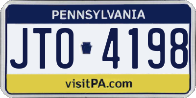 PA license plate JTO4198