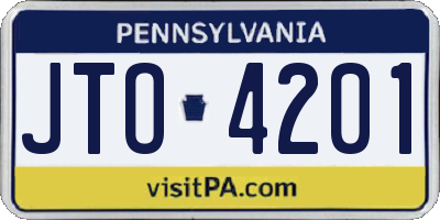 PA license plate JTO4201