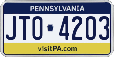 PA license plate JTO4203