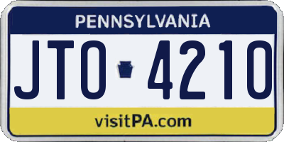 PA license plate JTO4210