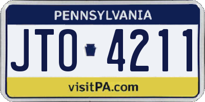 PA license plate JTO4211