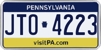 PA license plate JTO4223