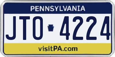 PA license plate JTO4224