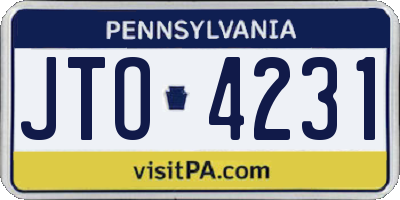 PA license plate JTO4231