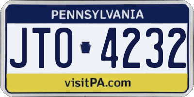 PA license plate JTO4232