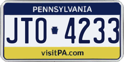 PA license plate JTO4233