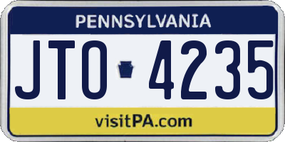 PA license plate JTO4235