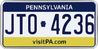 PA license plate JTO4236