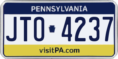 PA license plate JTO4237