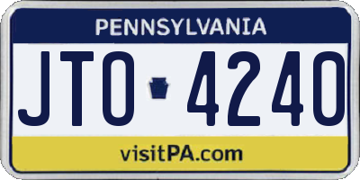 PA license plate JTO4240