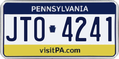 PA license plate JTO4241