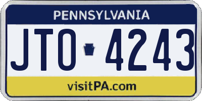 PA license plate JTO4243