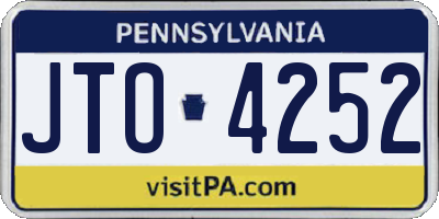 PA license plate JTO4252