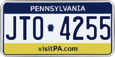 PA license plate JTO4255