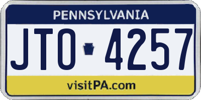 PA license plate JTO4257