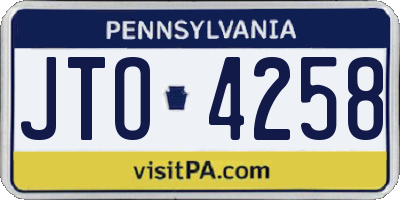 PA license plate JTO4258