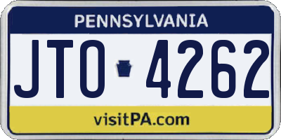 PA license plate JTO4262