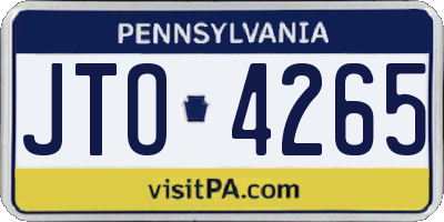 PA license plate JTO4265