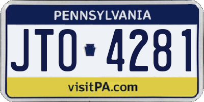 PA license plate JTO4281