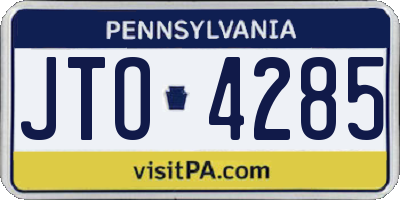 PA license plate JTO4285