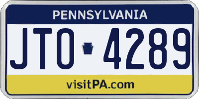 PA license plate JTO4289