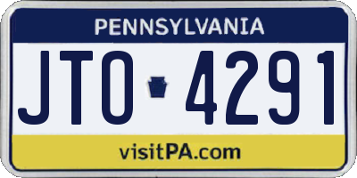 PA license plate JTO4291
