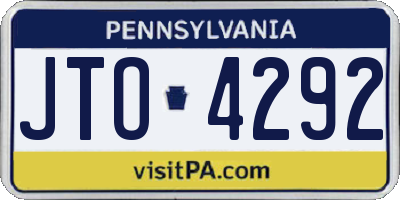 PA license plate JTO4292