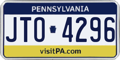PA license plate JTO4296