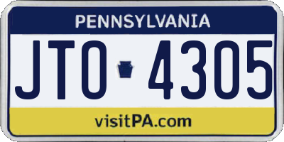 PA license plate JTO4305