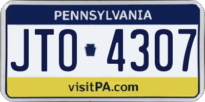 PA license plate JTO4307