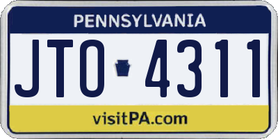 PA license plate JTO4311