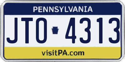 PA license plate JTO4313