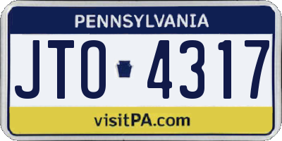 PA license plate JTO4317