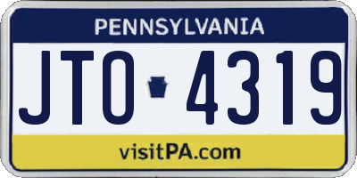 PA license plate JTO4319