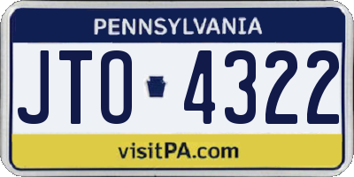 PA license plate JTO4322